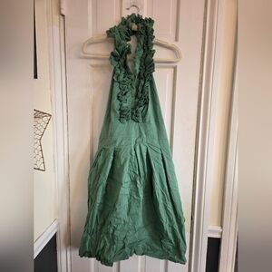 BCBGMaxAzria Sage Green Backless Halter Dress